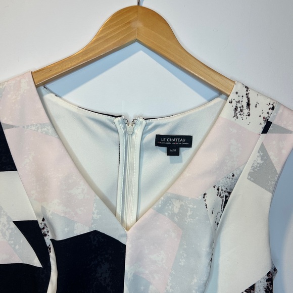 Vintage✨ Le Chateau Women Abstract Sleeveless Blouse - Black, White and Pink - Picture 2 of 7